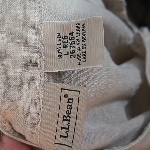 LL BEAN Linen Long Sleeve Button Down Top Blouse Cream Sz Large Preppy - Picture 13 of 13